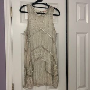 Parker white beaded mini dress
